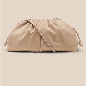 Vegan Suede clutch with metallic clasp closure